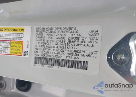 2025 Honda Cr-V Ex 2Wd from USA, damaged, VIN 5J6RS3H43SL003867